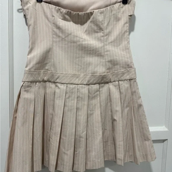 NWT Zara Striped Pleated Strapless Dress - Picture 5 of 7
